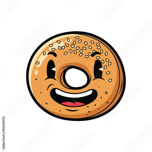 Smiling Donut with Sesame Seeds.