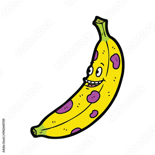 Smiling Cartoon Banana Fruit Character.