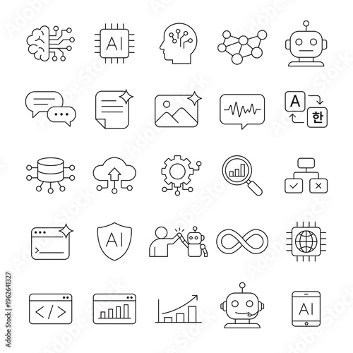 AI 인공지능 벡터 아이콘 세트