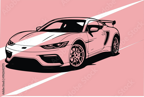 Modern pink sports car vector illustration sleek luxury vehicle design isolated on minimal background with clean lines and dynamic style
