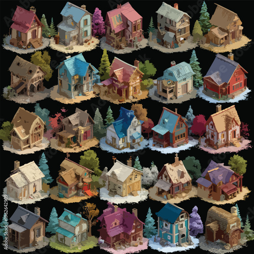 Small Town Life Concept in 3D Render.