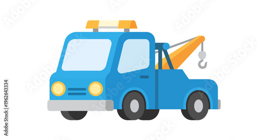 Tow Truck Vector Illustration, Flat Design, for Roadside Assistance and Transportation
