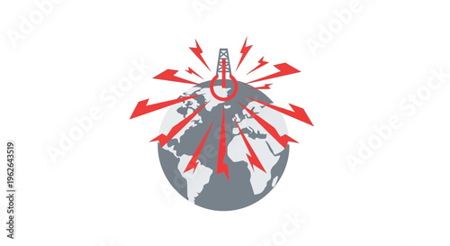 Global Network Communication Arrows Orbiting Earth. EPS Editable. Vector Illustrations.