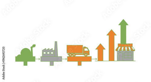 Supply Chain Growth and Business Expansion Illustration. EPS Editable. Vector Illustrations.