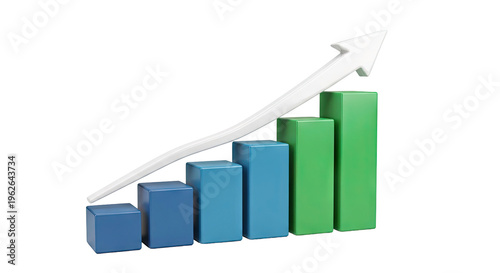 Free Download 3D Bar Chart with Upward Trend Arrow - GFXLoad