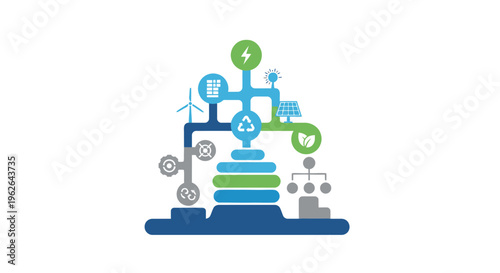 Sustainable Energy Systems Integration and Resource Management. EPS Editable. Vector Illustrations.