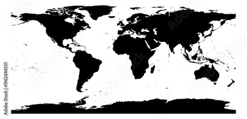 World map solid black silhouette global vector graphic illustration geography silhouette shape national border design isolated transparent background political territory cartography atlas eps
