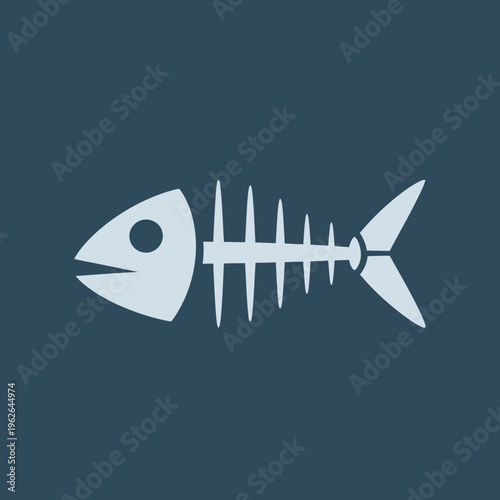 Illustration of a fish skeleton, a simple and clean design, suitable for various uses