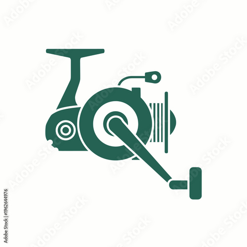 Illustration of a fishing reel, showcasing its intricate design in a simple, artistic form. This image captures the essence of angling equipment, perfect for outdoor and sport related themes.