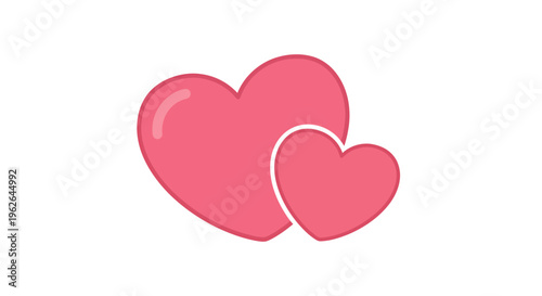 Two interconnected hearts symbolizing love, affection, and close relationships in minimal pink