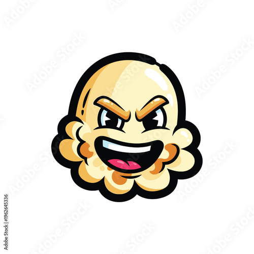 Angry cartoon emoji face expression.