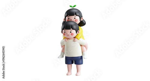 3D Cartoon Children Piggyback Ride with Sprout