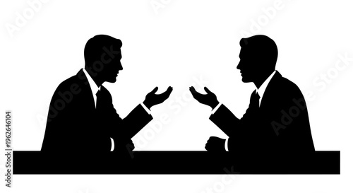 Two businessmen in a formal discussion at a table