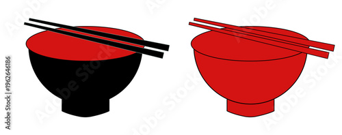 夫婦お椀と箸のベクターイラスト
