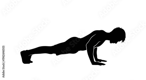 Man in a push-up position with proper form and technique