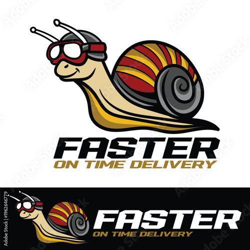 Fast Snail Delivery Mascot Logo with Speed Concept Design