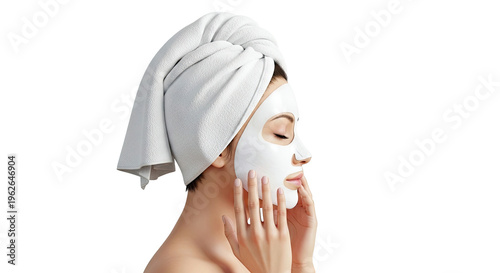 Woman with face mask and towel