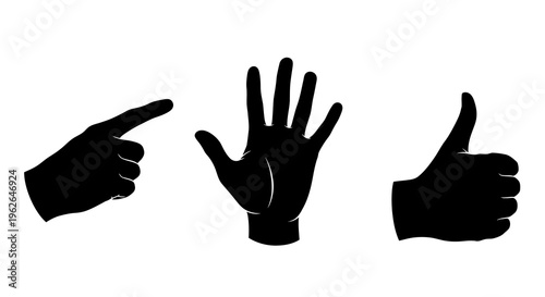 Black hand gesture vector graphics for communication and design