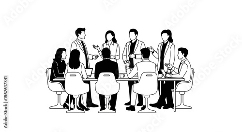 Business people gathered around a conference table for a meeting