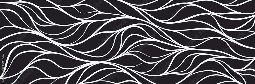 Fototapeta premium High-contrast white and black organic wavy line seamless pattern. Classic and modern design perfect for graphic design, fashion, packaging, wallpapers and minimalist art projects.