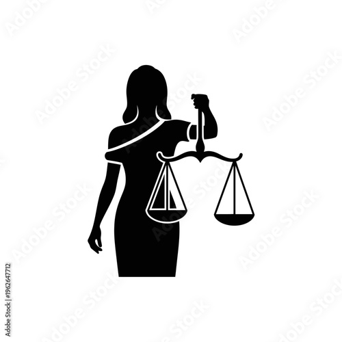 Silhouette of a woman holding scales of justice.