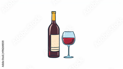 red wine bottle and glass