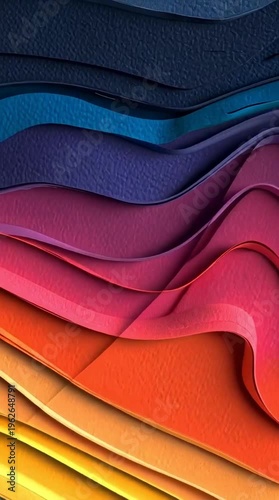 Dynamic Wavy Layers in a Spectrum of Gradient Hues Abstract Art