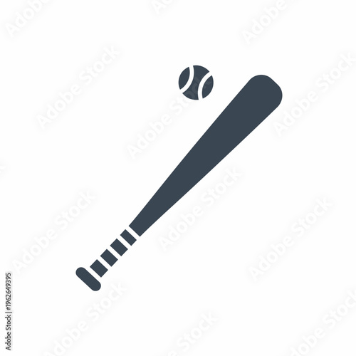 Baseball bat and ball in a minimalist graphic design, evoking the essence of the game