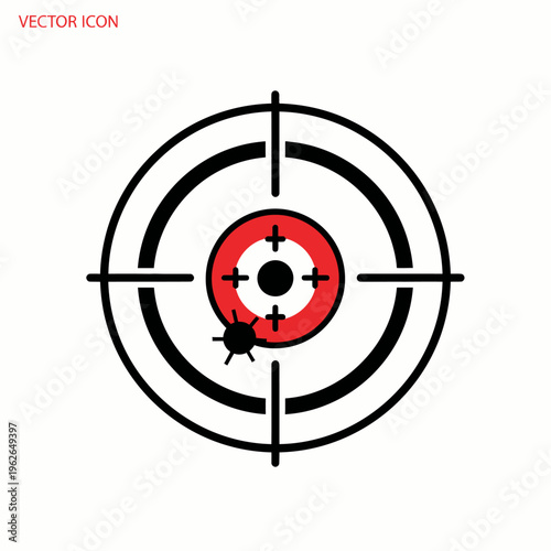 Target illustration, bullseye with a shot hole. It is a visual representation of focus, precision, and accuracy. 