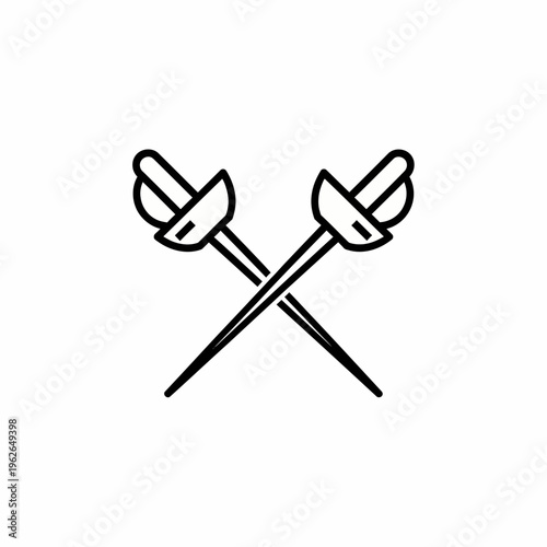 Two crossed swords, a symbol of honor and dueling, illustrated in a clean, minimalist style. The illustration highlights the sharp detail and elegant design of the weapons