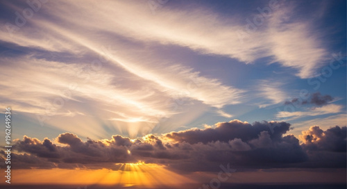 Sunset with cloudy sky scene.