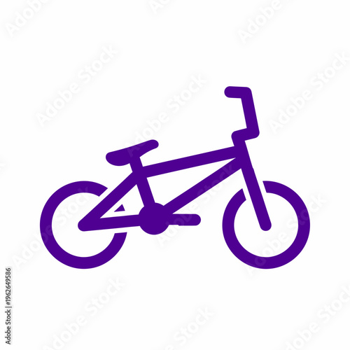 Purple bicycle icon isolated on a white background, representing cycling, lifestyle, and transportation.