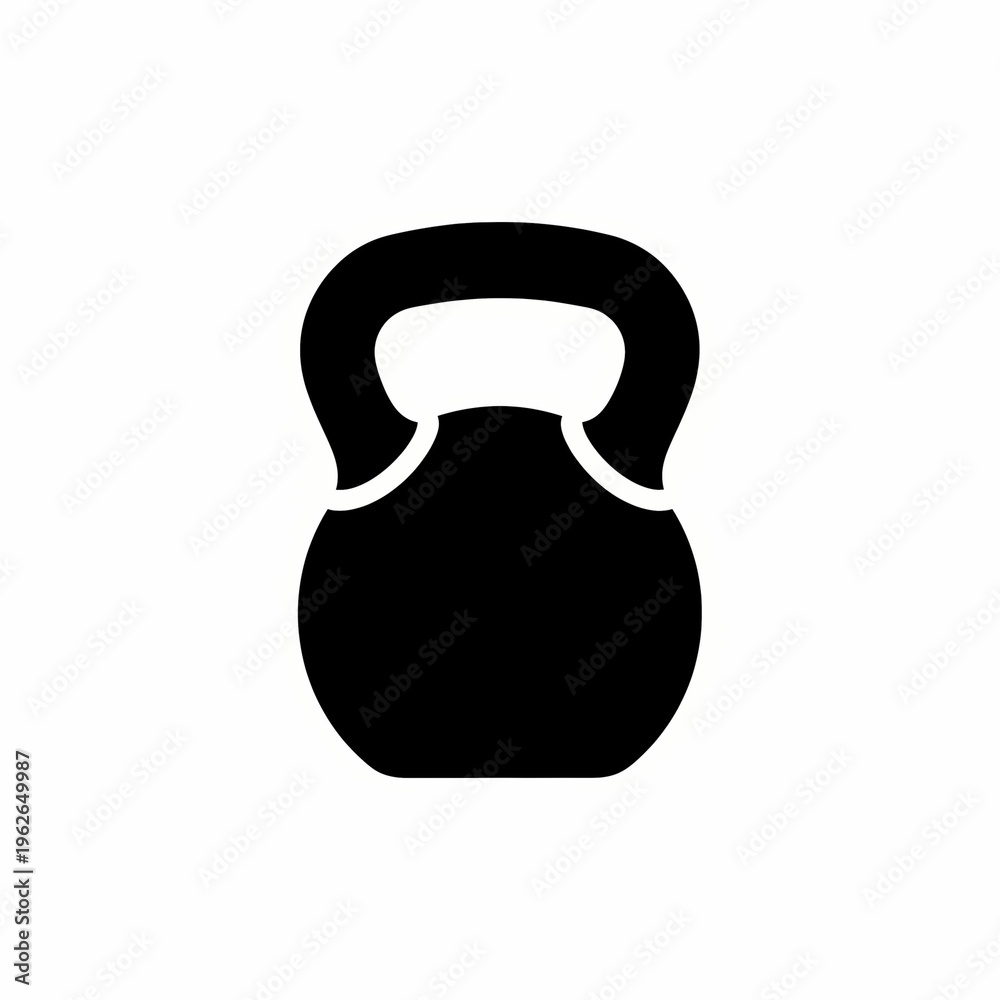 Fototapeta premium A black kettlebell isolated on a solid color backdrop, perfect for fitness concepts and workout routines.