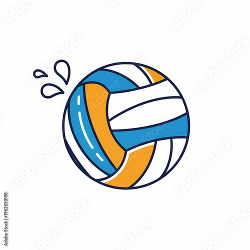 A volleyball with a blue, orange, and white color scheme, perfect for sports or recreation 