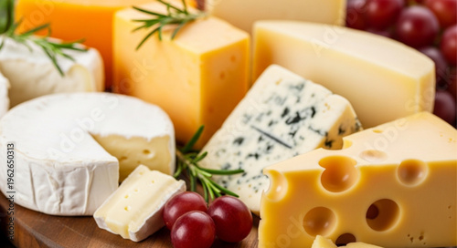 Variety of Cheese Types Displayed.