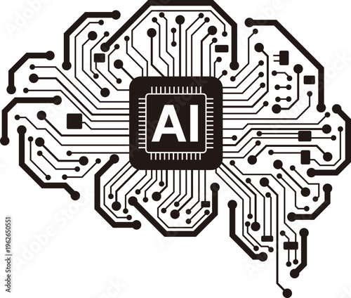 circuit board in the Cyborg brain, Artificial intelligence of digital human. vector illustration