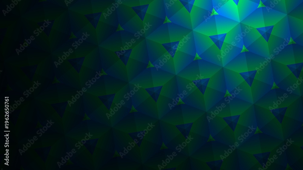 Obraz premium Emerald green aurora background with futuristic prism geometric digital pattern