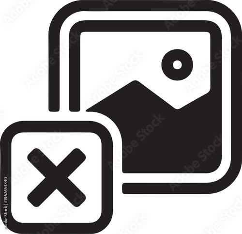 Image Not Available Icon with Cross Symbol