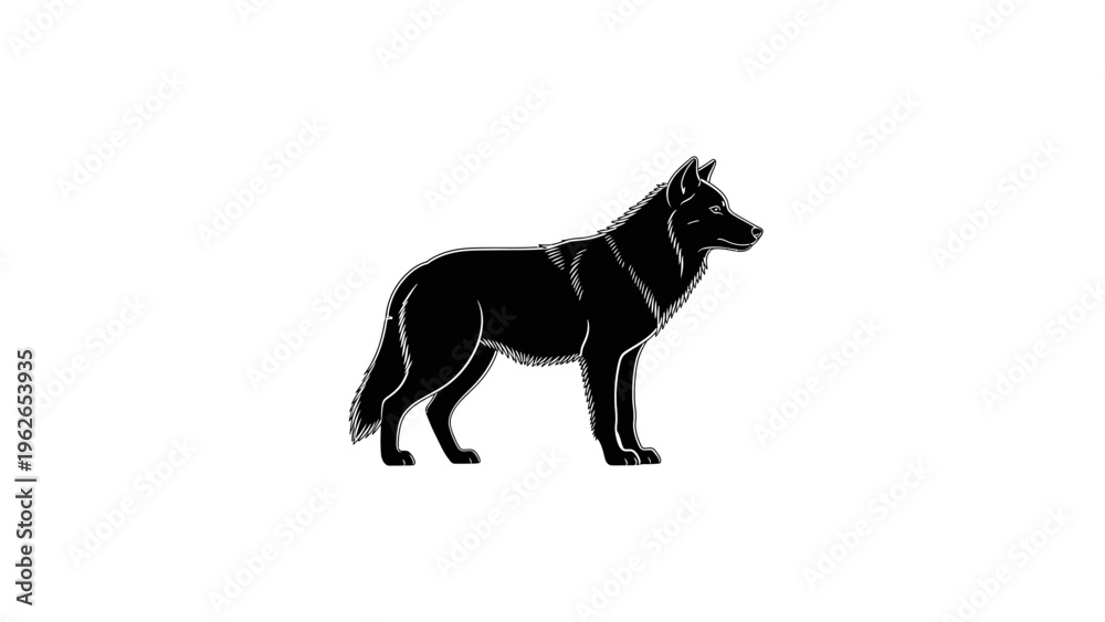 Fototapeta premium black dog standing isolated on white background