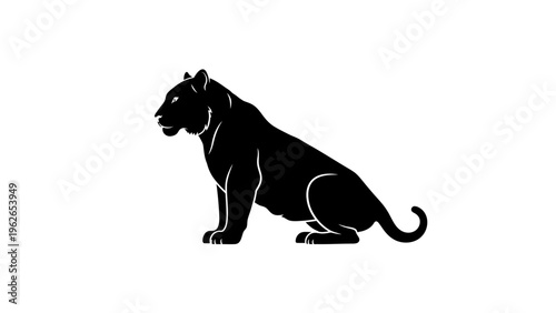 black panther silhouette sitting on white background