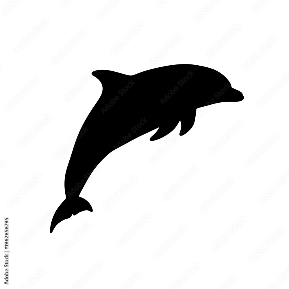 Fototapeta premium black dolphin silhouette jumping out of water