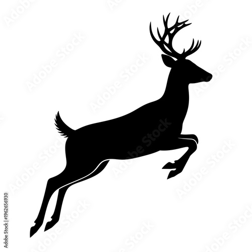 leaping deer silhouette with antlers