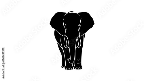 black elephant illustration, white background, animal design