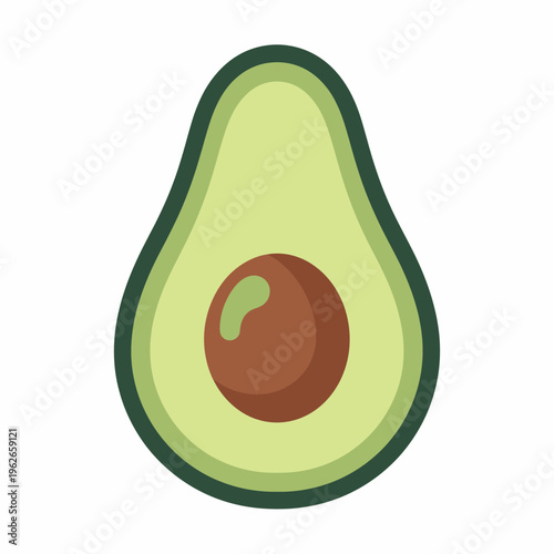 A fresh avocado cut in half, showcasing the green flesh and a single seed 