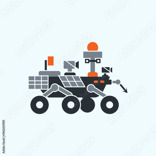 An illustrated Mars rover exploring the cosmos, ready to uncover secrets