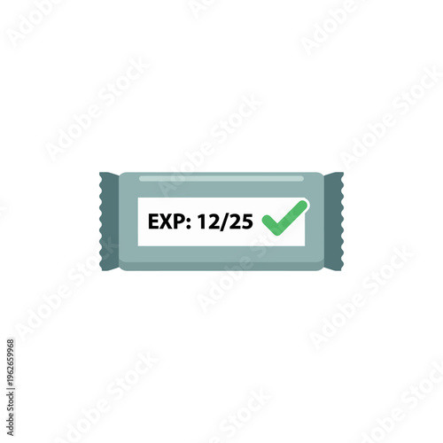 flat icon of packaged food with expiration date check mark