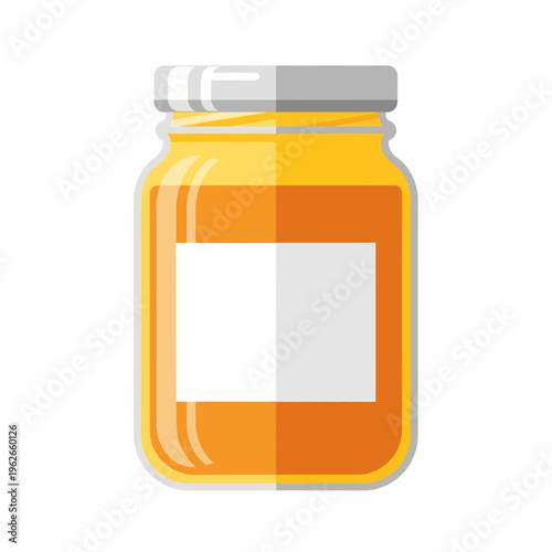 A jar of honey with a blank label against a bright background
