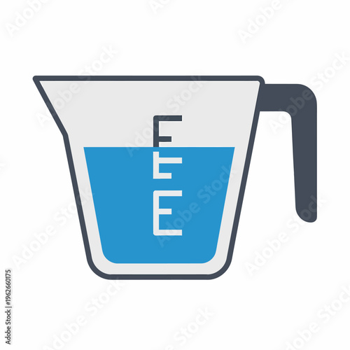 Measuring cup filled with water, illustrating the concept of measurement and kitchen