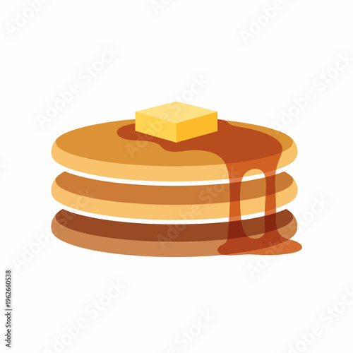 A stack of delicious pancakes drizzled with syrup and a square of butter