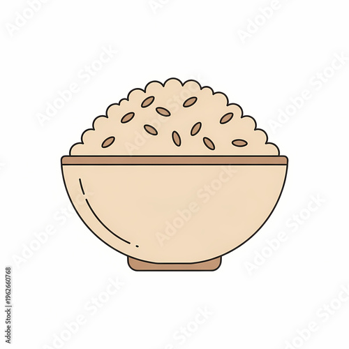 A bowl of cooked rice, ready to eat